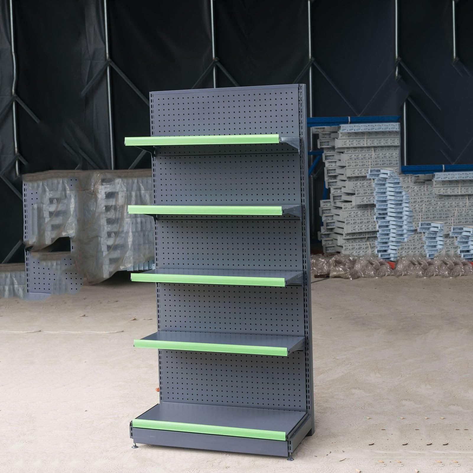 YNBSHGAA Single-Sided Retail Gondola Shelving Unit - Heavy Duty Supermarket Display Rack for Convenience Store, Grocery, Liquor, Office Supplies,S1-120 * 43 * 165cm