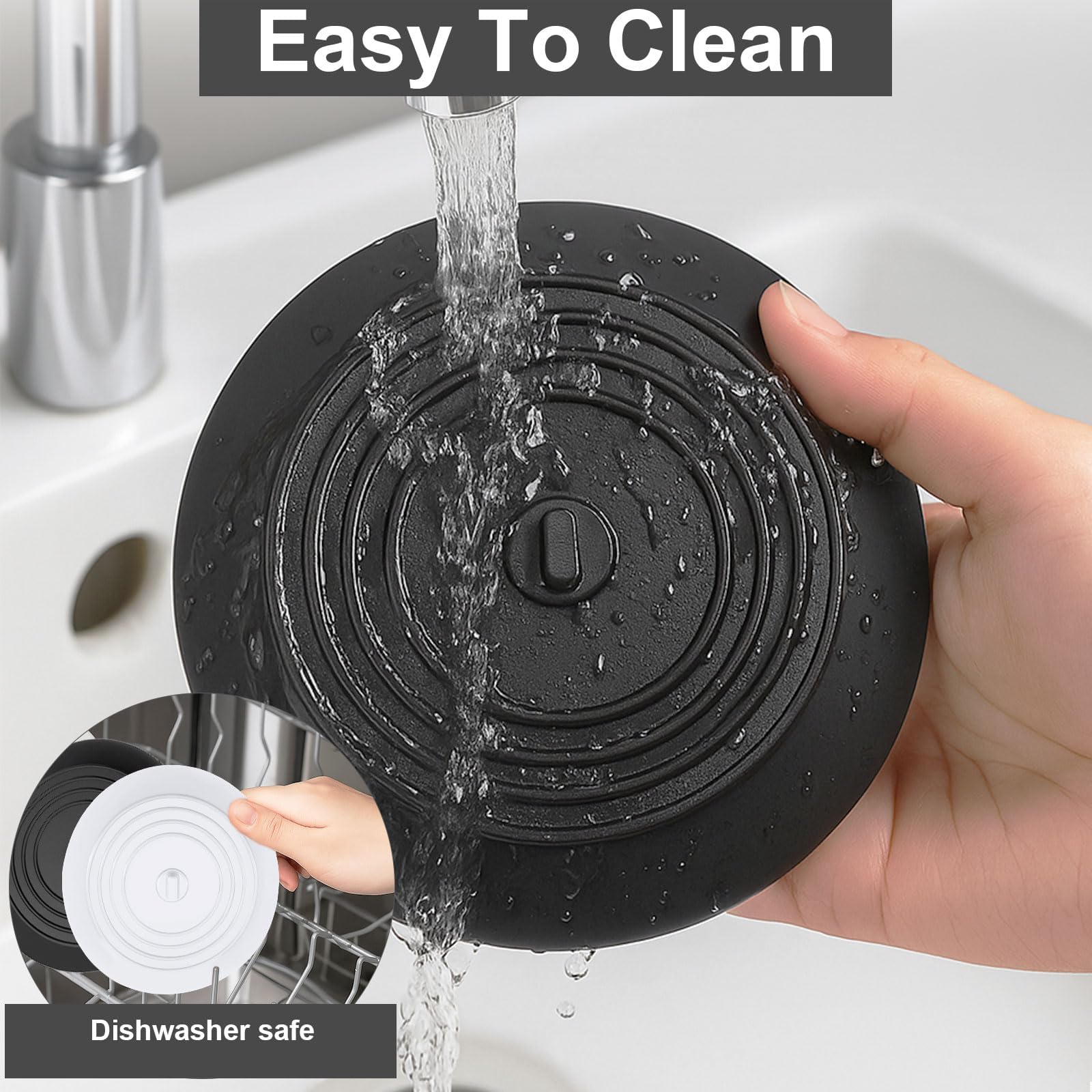 Tapón de bañera de silicona, 3 piezas Tapón de drenaje Tapón de bañera universal, Tapón de fregadero de cocina, lavabo de baño, tapón de bañera para ducha, bañera, lavabo, fregadero