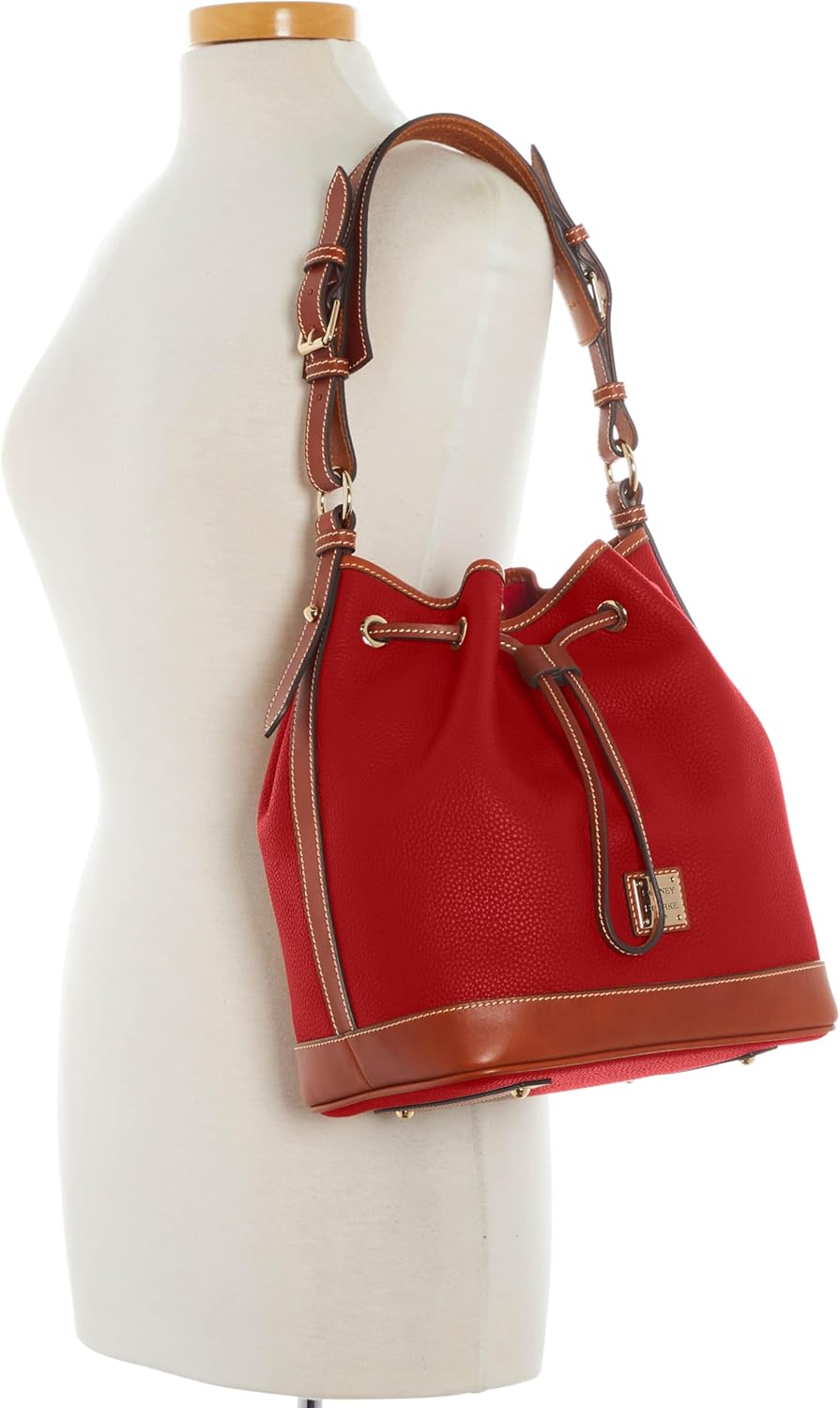 Dooney & Bourke Shoulder Bags, Pebble Grain Drawstring Leather Bucket Bags for Women