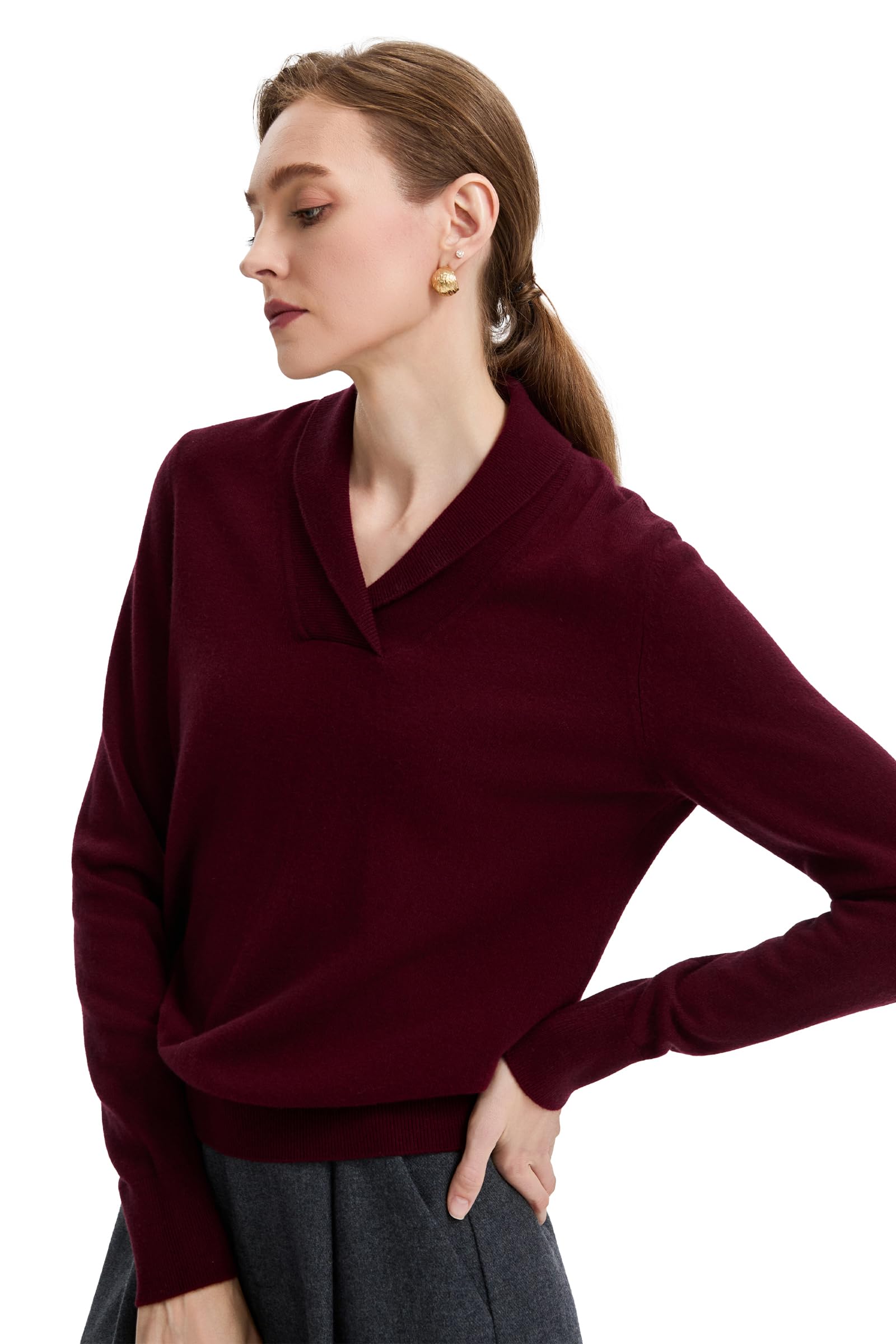 Maglione Donna Lana Merino Collo a Revers