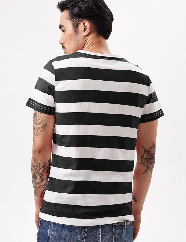 Amazon.com: Wide Striped T Shirt for Men Sailor Tee Red