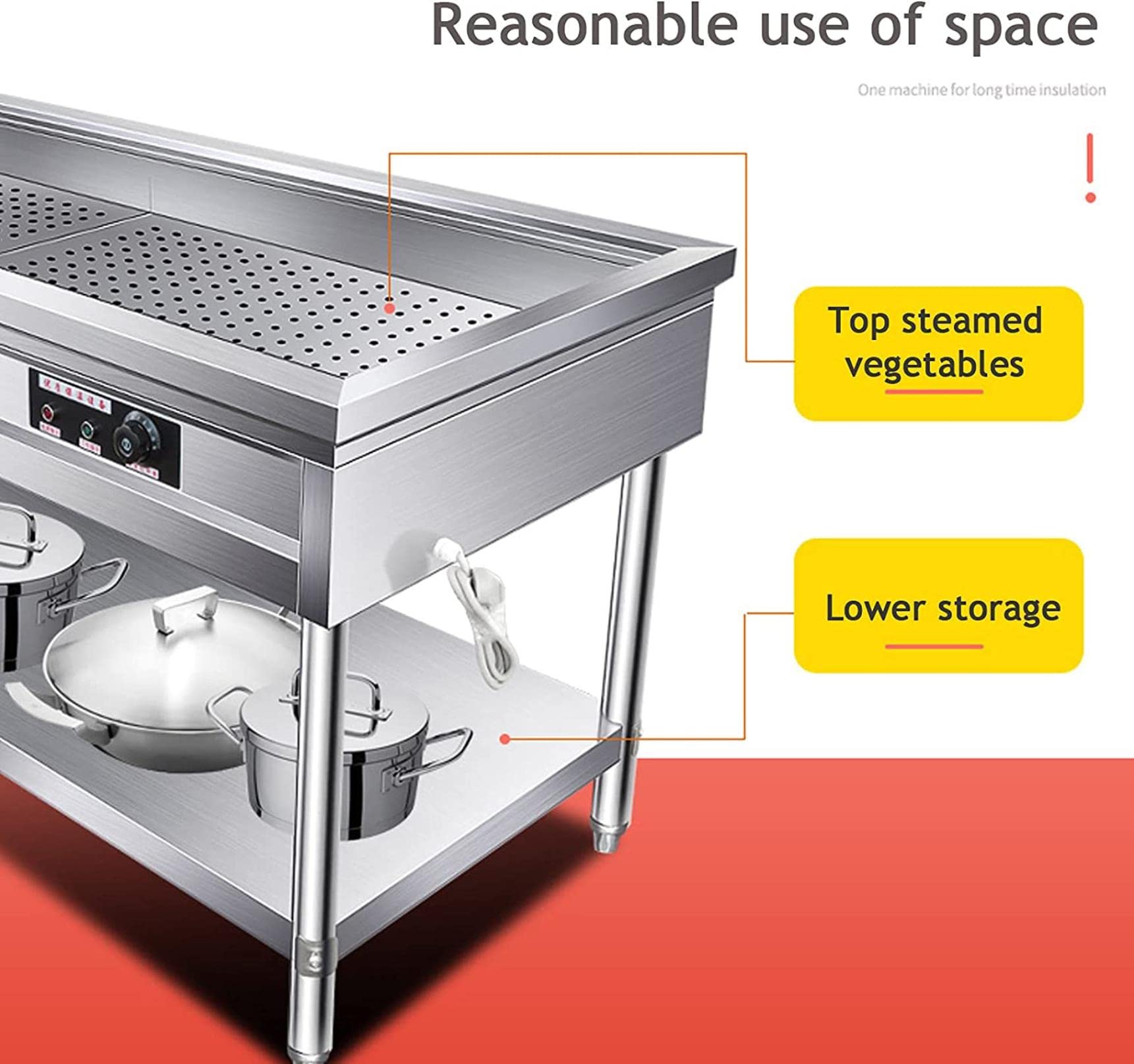 Chafing Dish Calentador De Buffet Platos De Chorro De Acero Inoxidable Servidores Buffet Y Calentadores Calentadores De Alimentos Comerciales De Catering Rectangular 80 * 66 * 80cm 30-110℃