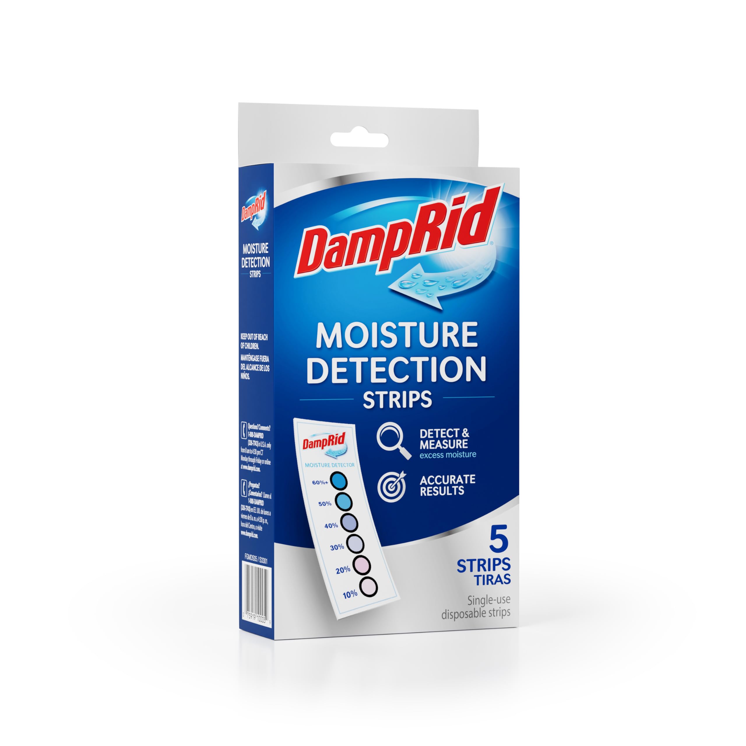 DampRidMoisture Detection Strips, 5-Pack, Single-Use Humidity Indicators