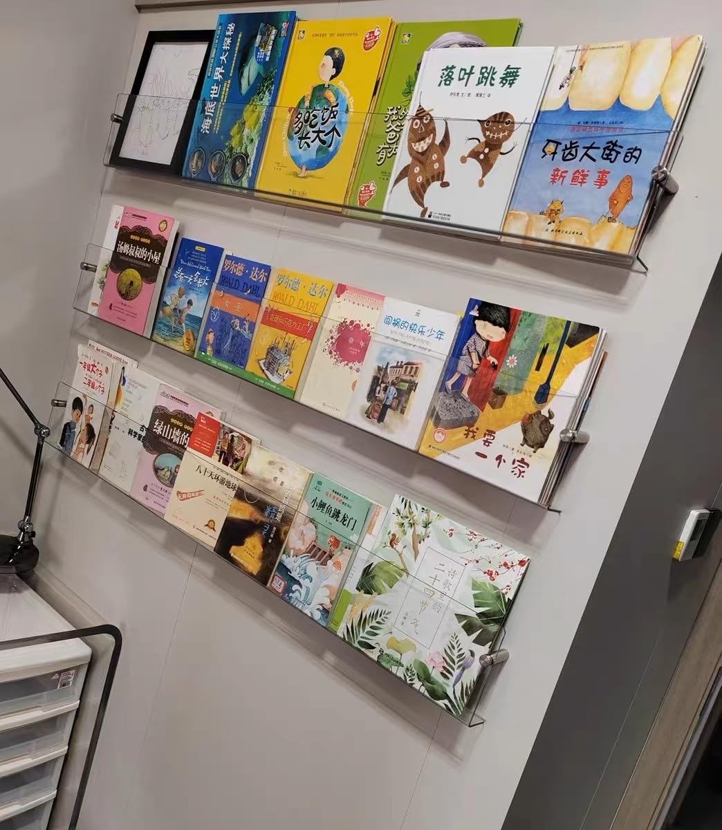 Espositore da parete in acrilico trasparente per dischi e riviste in vinile, supporto trasparente per letteratura e fumetti, scatola di plastica per archiviazione e nizzazione di dischi in vinile,