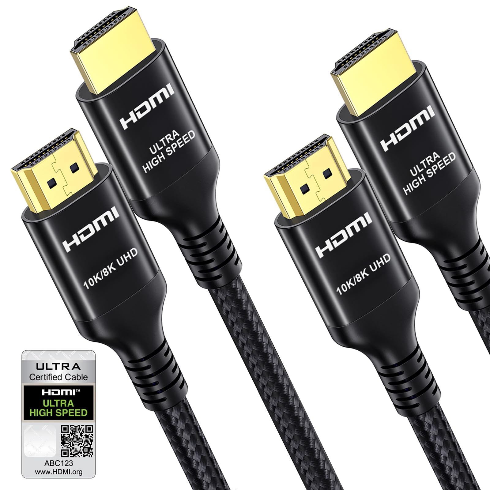 Etseinri Cavo HDMI 2.1 2M 2 Pezzi, 48Gbps Certificato 10K 8K 4K Cavo HDMI® Ultra Alta Velocità 1440P@240/165/144/120Hz Cavi HDMI eARC HDR HDCP 2.3 D-olby Atmos Vision TV PC Monitor Proiettore