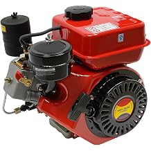 3HP Diesel Engine, 4-Stroke 2.2KW Air Cooled Single Cylinder Recoil Start Gas Engine, 3800rpm Horizontal Shaft Diesel Motor for Small Agricultural Machinery, Tractor Water Pump Generator, Red