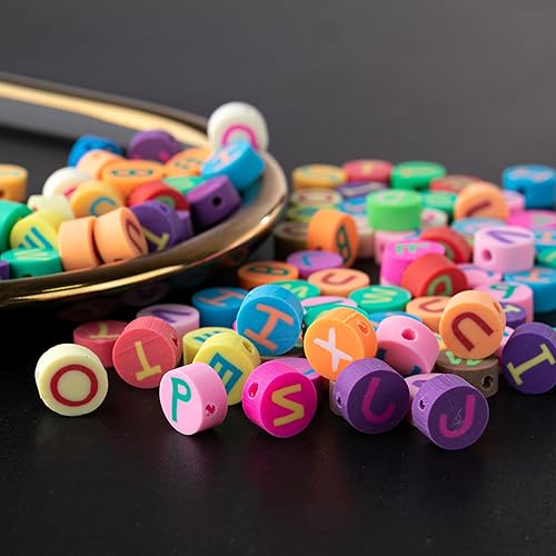 Miniatura 6 de 100 cuentas de arcilla polimérica con letras A-Z mixtas Heishi, suministros para manualidades, pulseras, aretes, collares, joyería (alfabeto)