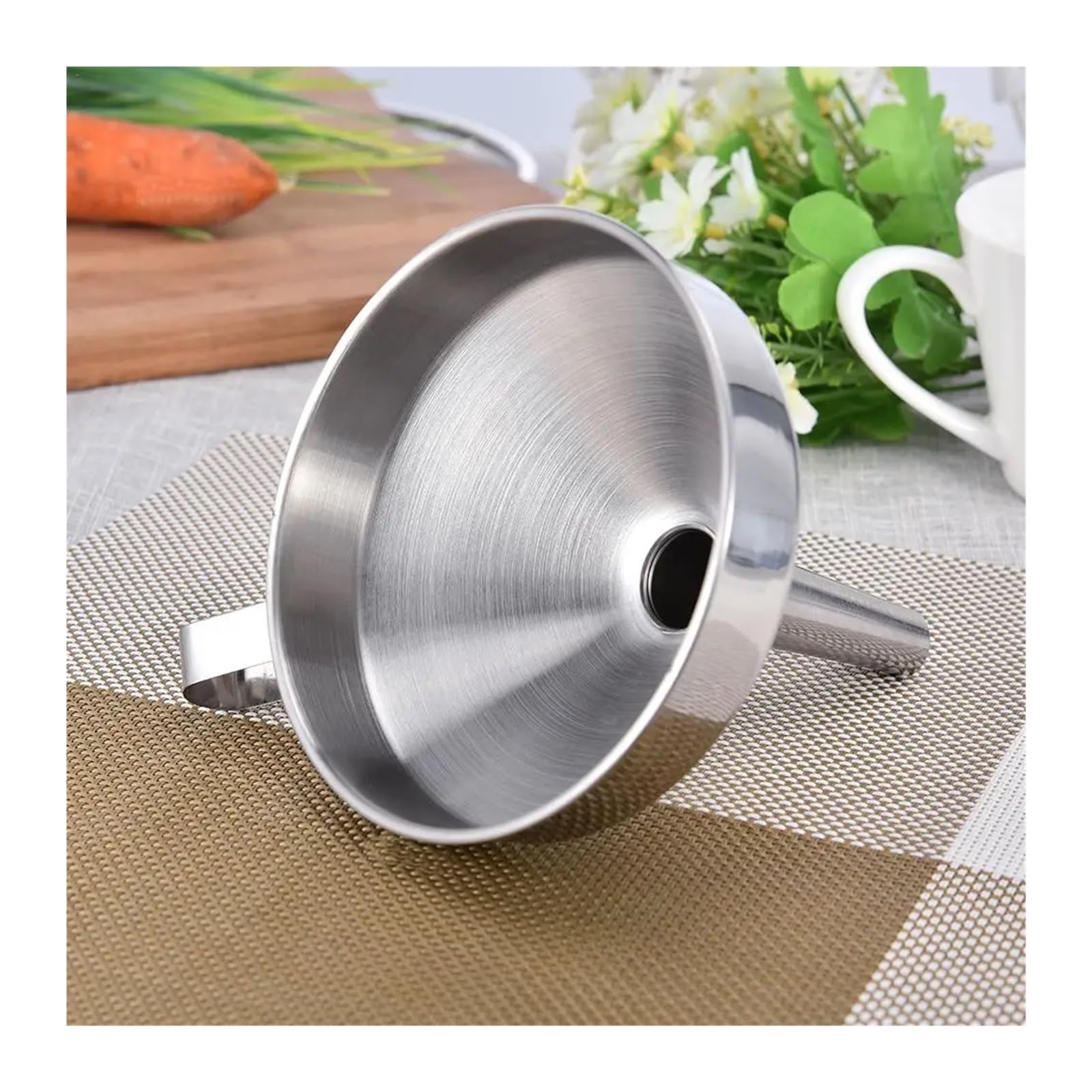 Embudo metálico de acero inoxidable, Colador de filtro desmontable de embudo de cocina grande de acero inoxidable for aceite de cocina(20 CM)