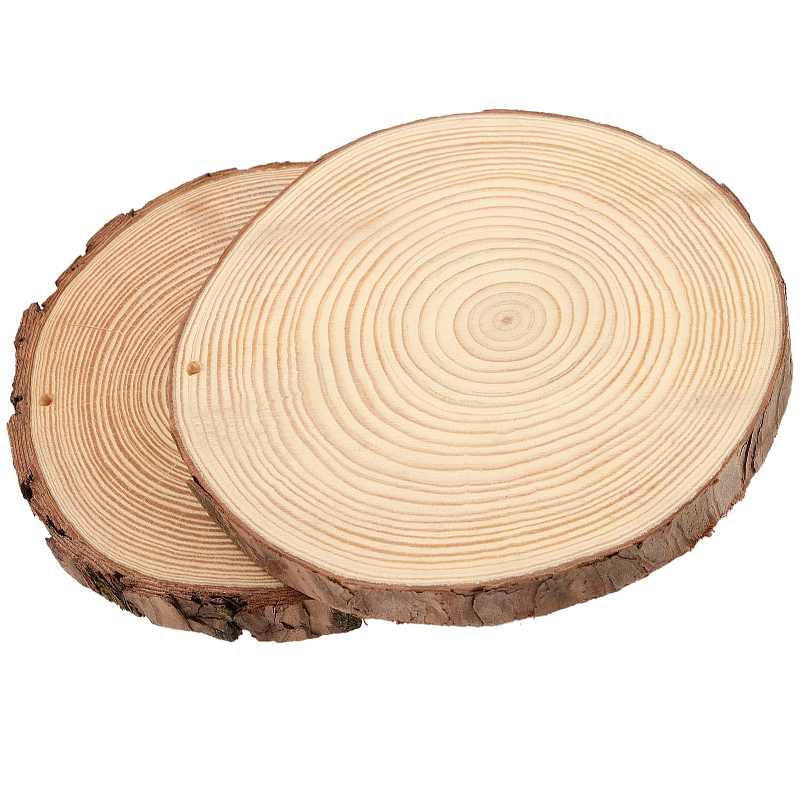 MANCHAP 12 PCS 13-14cm Drilled Hole Wood Log Slices, 1.5cm Unfinished Wooden Discs with Hanging String for Crafts Painting - Image 4
