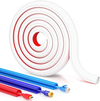 Cord Hider Wall, Wire Covers for Cords on Wall, Flexible Cable Concealer for Cable Hider, Self-Adhesive Silicone Wire Hider for TV Powers Home Office, W0.59inxH0.39in, White 118 inch