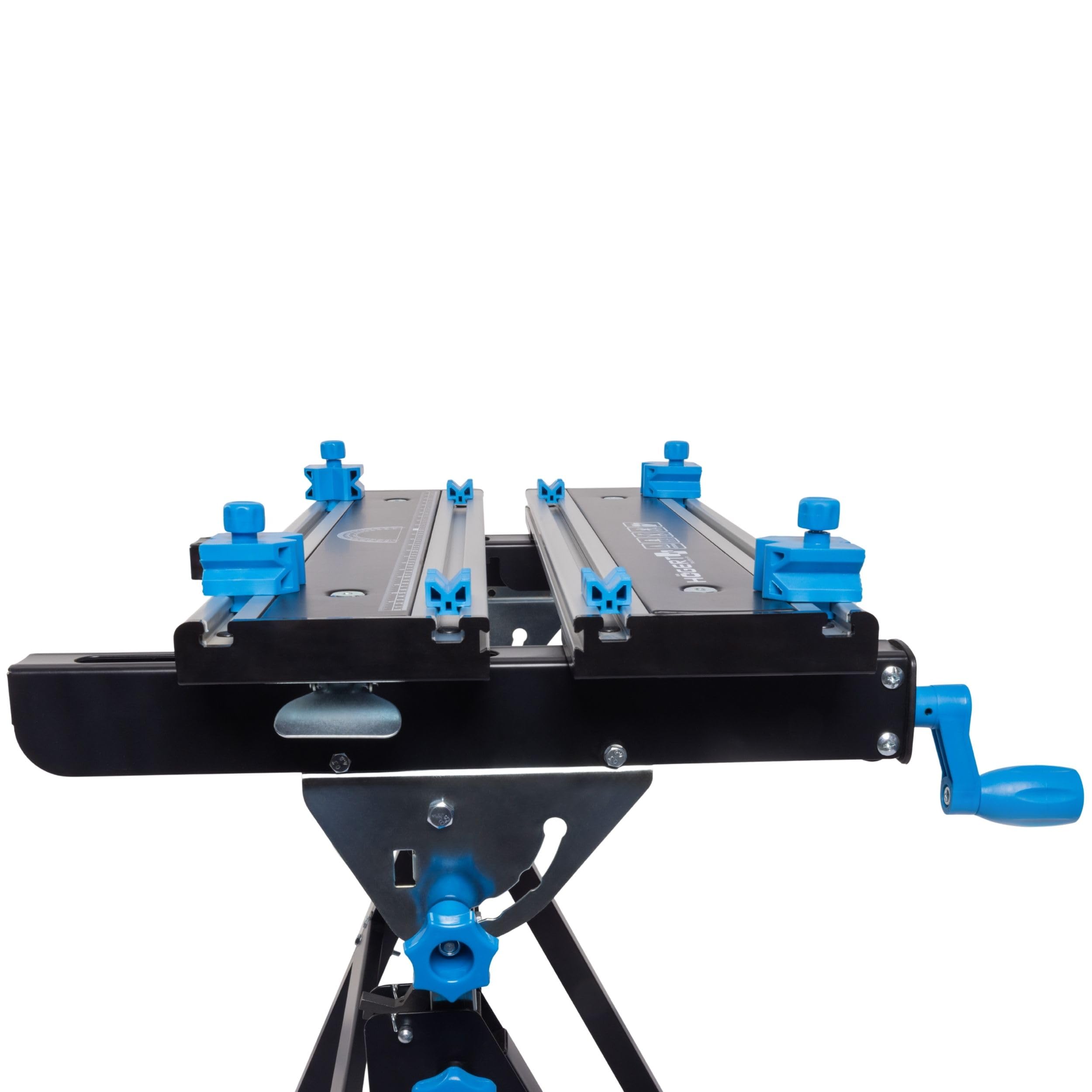 HÖGERT TECHNIK – Klappbarer, höhen- und neigungsverstellbarer Werkstatttisch 600x570x770–1070 mm mit Aluminiumplatte, Spannbacken, Winkelverstellung und Maßskala