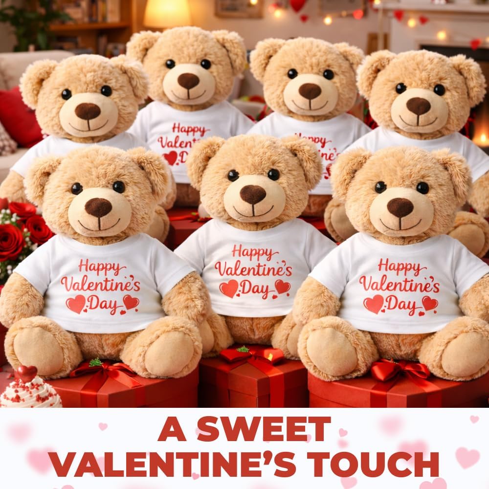Customizable Stuffed Bear Shirt - 13.5 Inch Plush Animal Blank T-Shirt for Valentine’s Day DIY Gifts, Party Favors, Birthday, Baby Shower, Heat Press Printing (1-Pack)