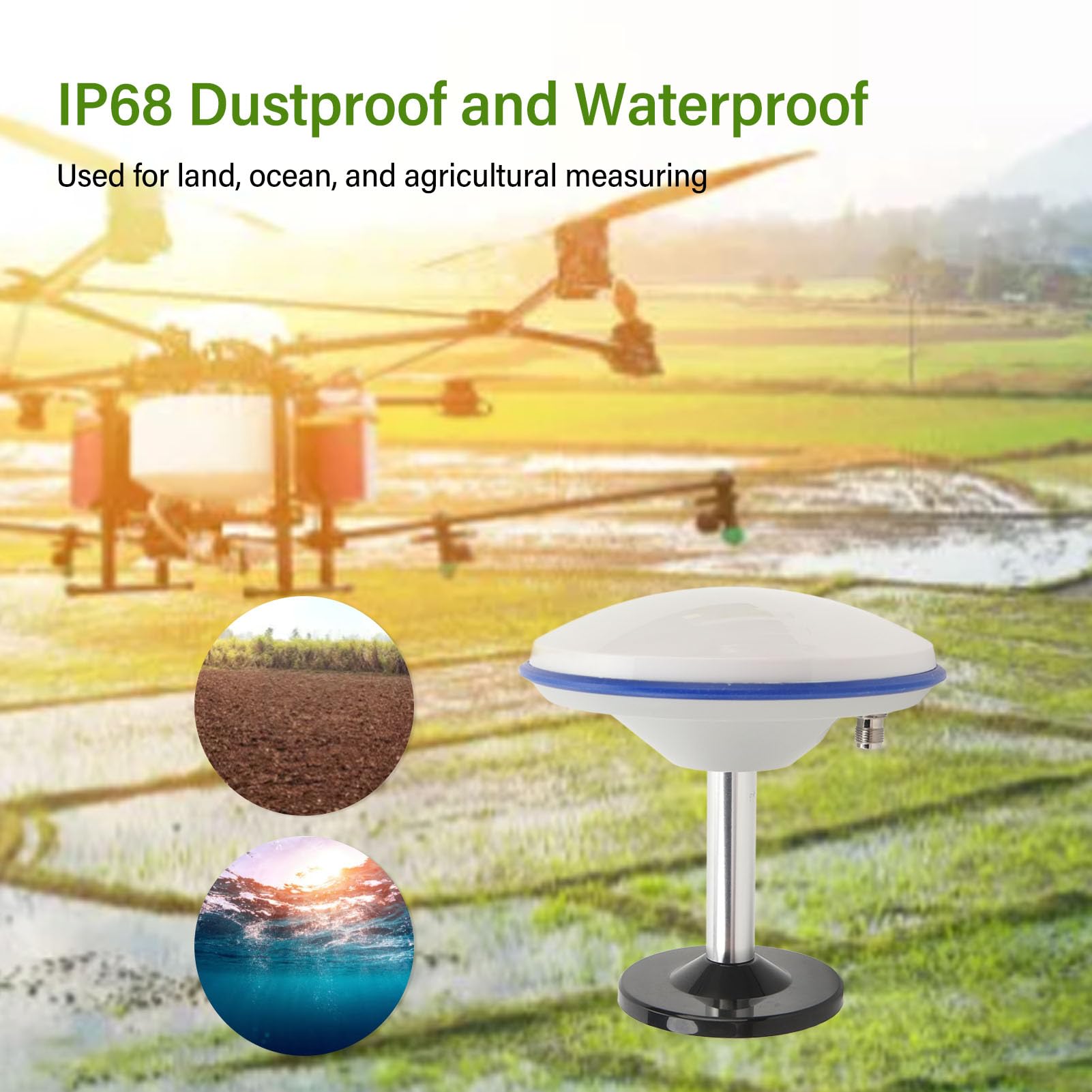 Antenne de Réception GPS, Antenne de Mesure Pleine Bande Haute Précision IP68 avec Amplificateur à Faible Bruit, pour Beidou 2, GPS, GLONASS, pour l'agriculture, la