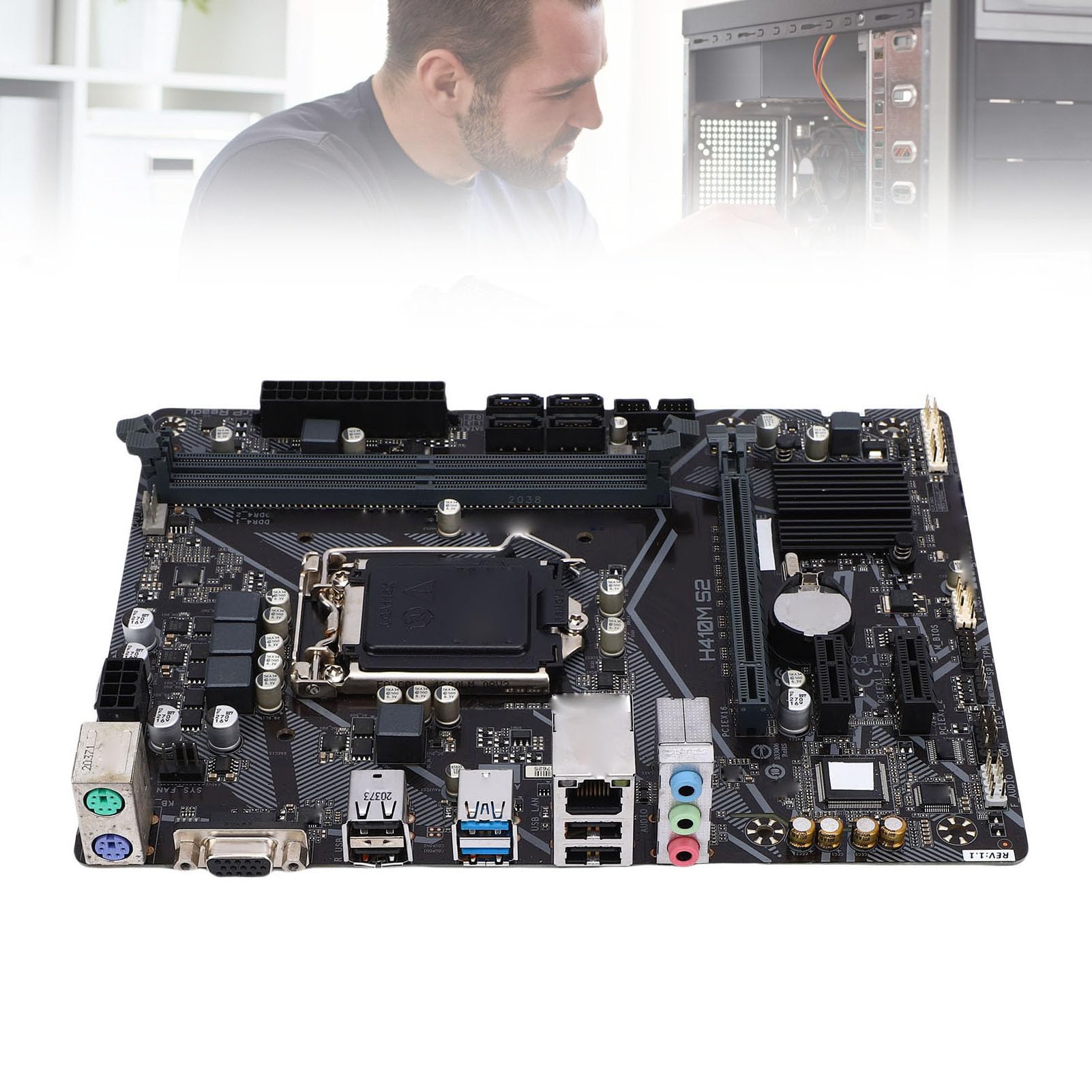 Placa Base H410M-S2, LGA 1200 10.ª Generación Core I9 I7 I5 I3, Memoria DDR4 de 2 Canales, PCIE3.0X16, 4 Serial ATA, Ranura M.2, VGA, Placa Base M ATX