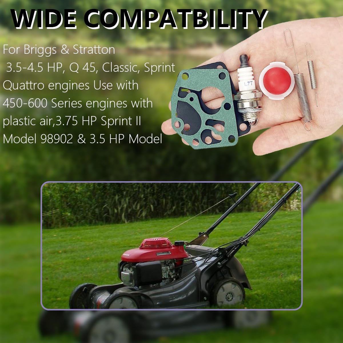 ZAMDOE 698369 795083 495770 filtr powietrza 691859 692211, sprężyna regulatora prędkości obrotowej, żarówka zapłonowa, zestaw konserwacyjny do kosiarki Briggs i Stratton Classic Sprint Quattro