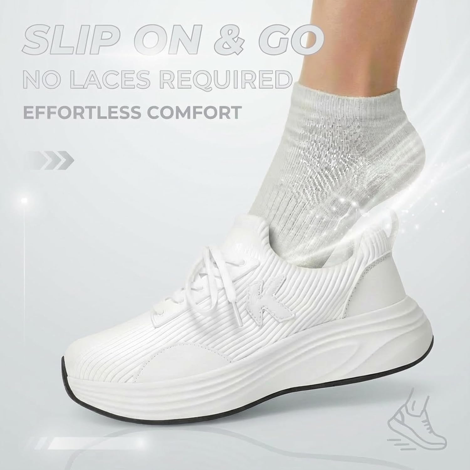 Women's Wide Width Sneakers - Fashion Slip-On Lightweight Athletic Shoes for Walkin... - Image 3