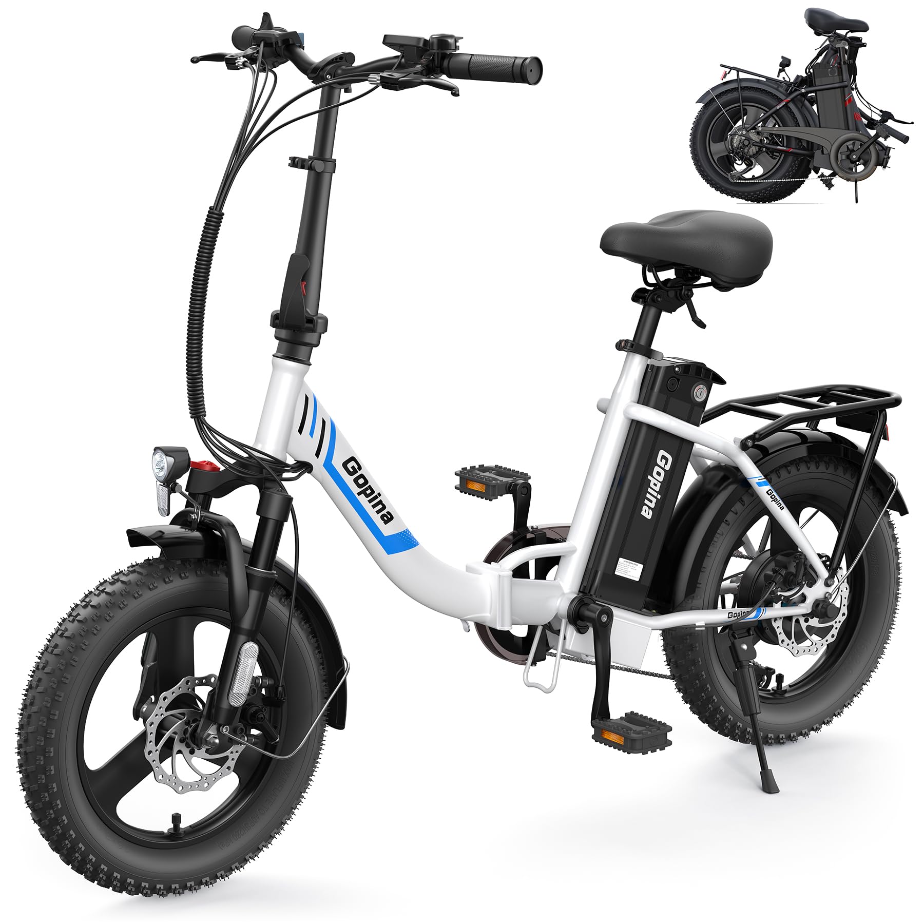 Vivi Gopina Electric Bike, Peak 500W Step Thru Electric Bicycle, 16" x 3.0 Fat Tire Electric Bike, 48V Removable Battery, Up to 40 Miles,7 Speed, LCD Display, 20mph, SGS Certified to UL2849