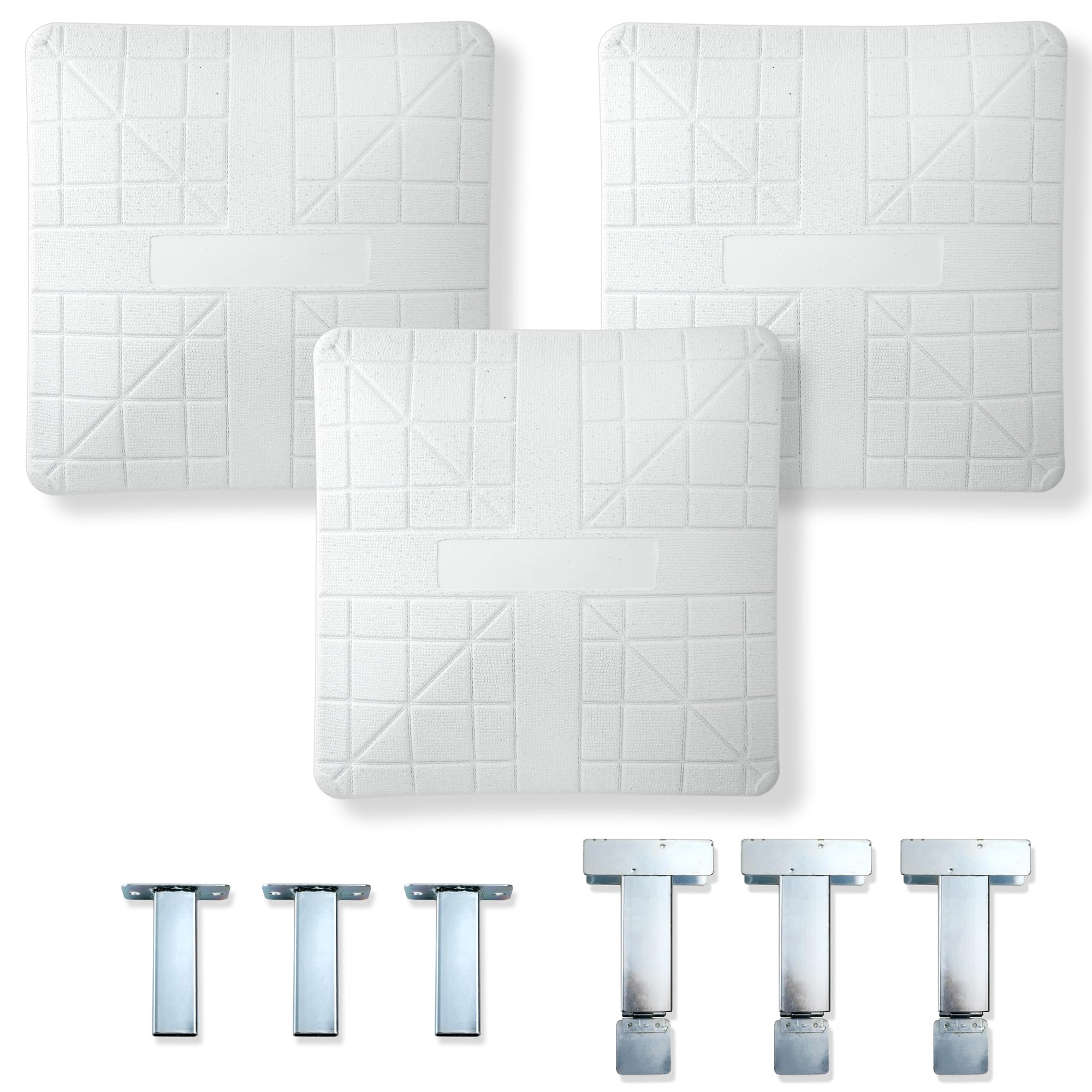 Pro Molded Base Set of 3 for Baseball and Softball - 15" x 15" Molded Rubber with High-Density Foam Core Ground Anchored Bases - Includes 1st, 2nd, 3rd Base