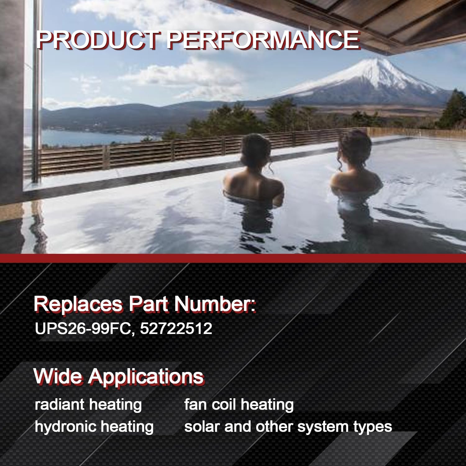 UPS26-99FC 115V 1/6HP Water Circulator Pump Boiler Pump Compatible with Grundfos for Radiant Heating, Hydronic Heating, Fan Coil Heating, Solar and Other System Types, 52722512