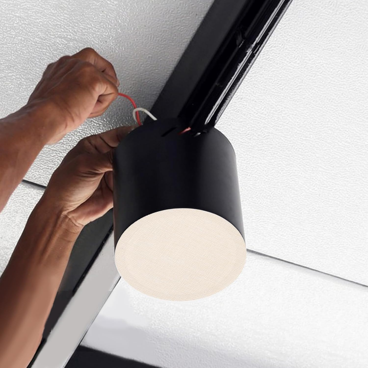 HOMSFOU 2pcs Lampshade Diffuser: 6. 3 Inch Anti-glare Soft Light Diffuser For Ceiling Lamps - Cloth Lampshade with Stickers For Nursery Bedroom Living Room (khaki)