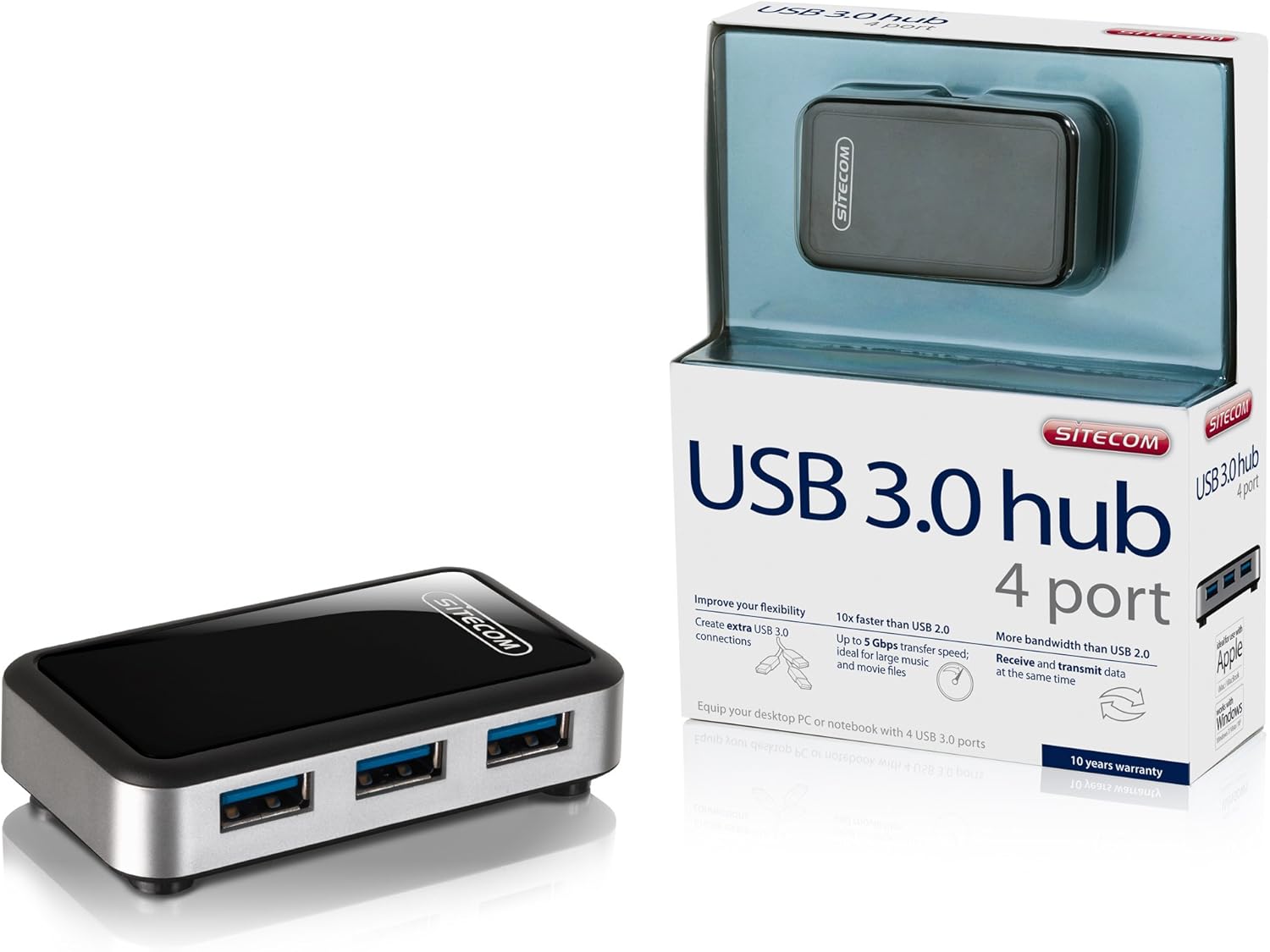 Sitecom CN-070 USB 3.0 Hub and packaging