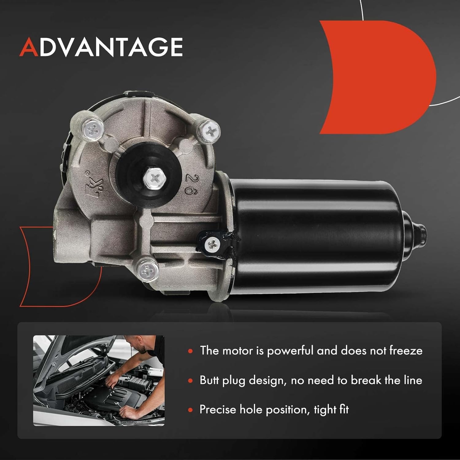 A-Premium Front Windshield Wiper Motor Compatible with Ford, Lincoln, Mazda, Jaguar & Mercury Models - F-150, F-250, F-350 Super Duty, Explorer, Escape, Taurus, Navigator, Continental & More, 5-Pin