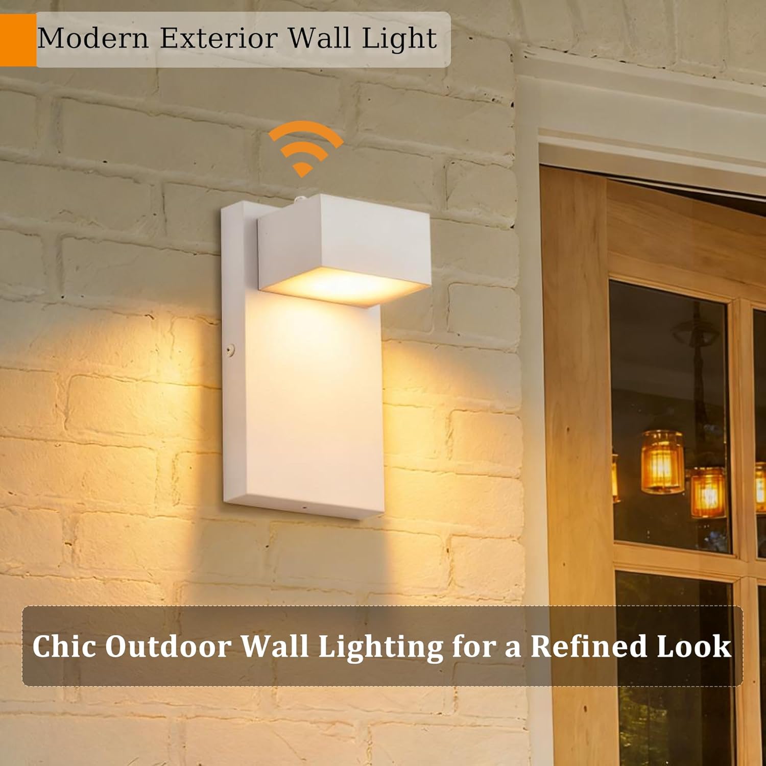 Alighting Outdoor Light Fixtures with Dusk to Dawn Sensor, White LED Porch Lights, 3000K Warm White, Rust-Resistant Modern Waterproof Wall Lantern for for Porch, Patio, Garage, Entryway