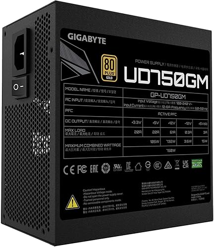 Vista 56 de GIGABYTE GP-UD1300GM PG5 - PCIe5.0 Ready - ATX3.0 - 1300W 80 Plus Gold Certified - Fuente de alimentación totalmente modular
