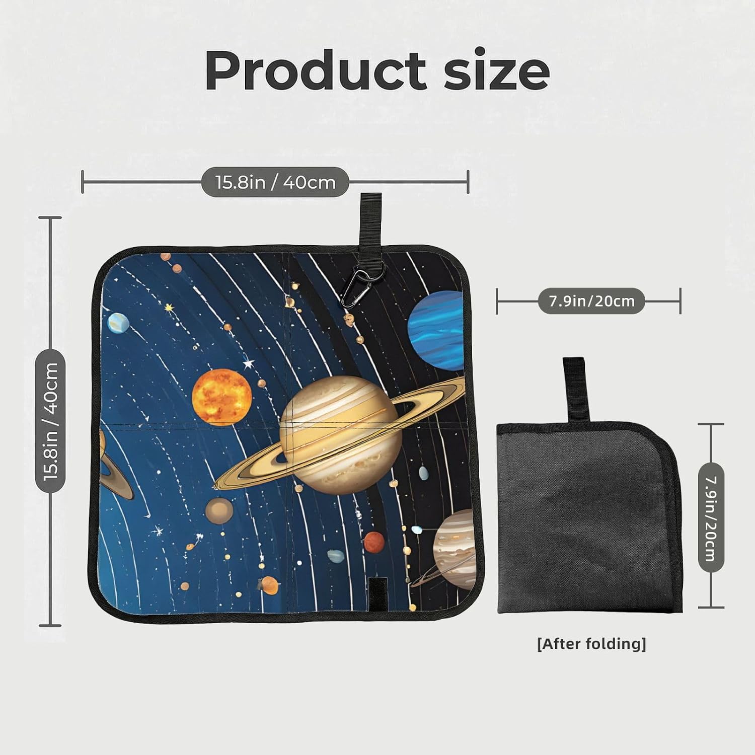 (Outer Space Solar System) Sitting Pad Foldable Seat Cushion Lightweight Camping Seat Mat with Hook for Outdoor Hiking Picnic Camping