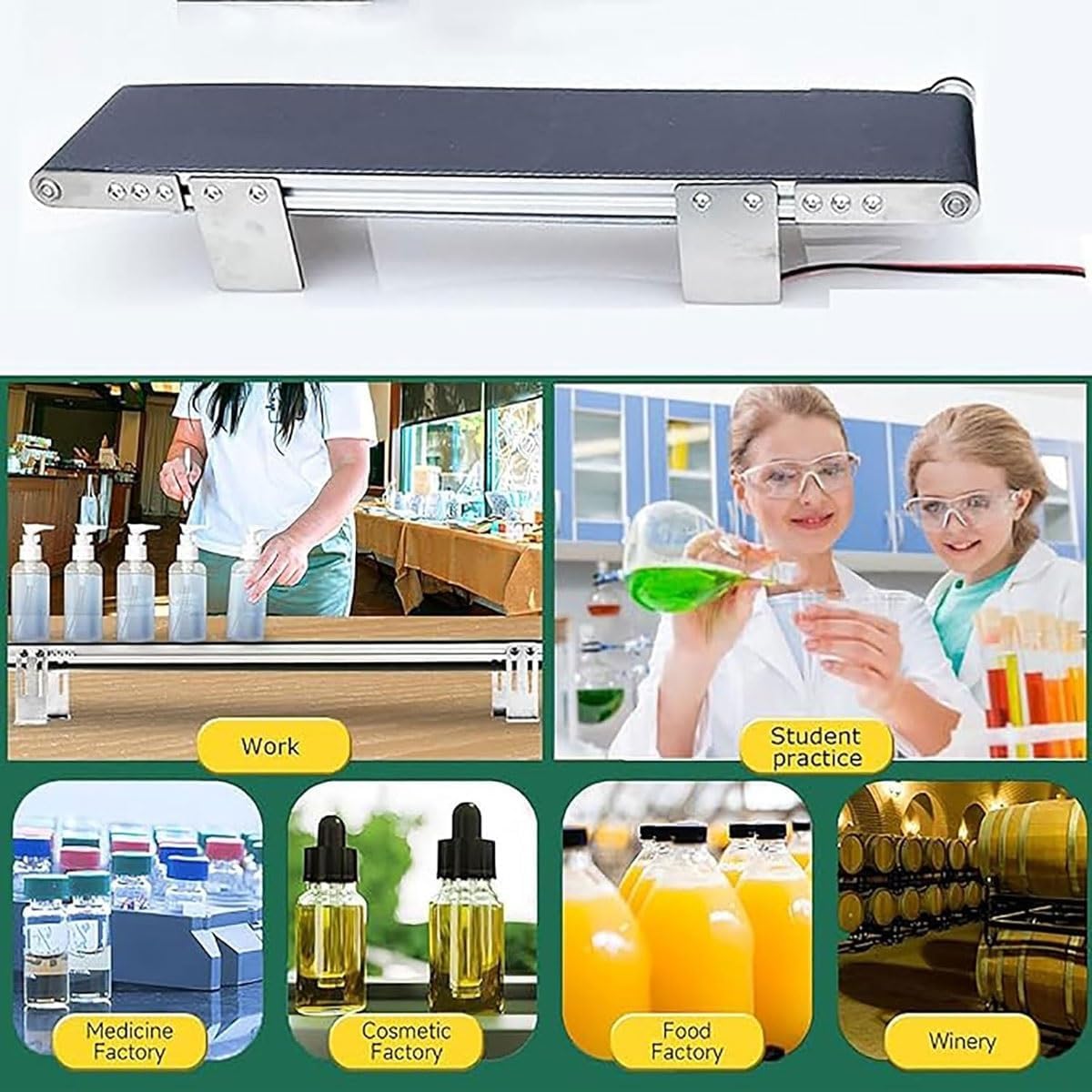 生産ライン物流用コンベアベルト、小型卓上コンベアベルト、速度調整可能、モーター速度116RPM、学生用摩擦実験教材