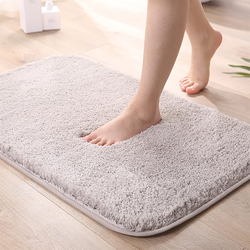 Bathroom Rug Mat Extra Soft and Absorbent Bath Rugs Machine Wash Dry Non-Slip Carpet Mat for Tub Shower (Light Gray, 20"X32")
