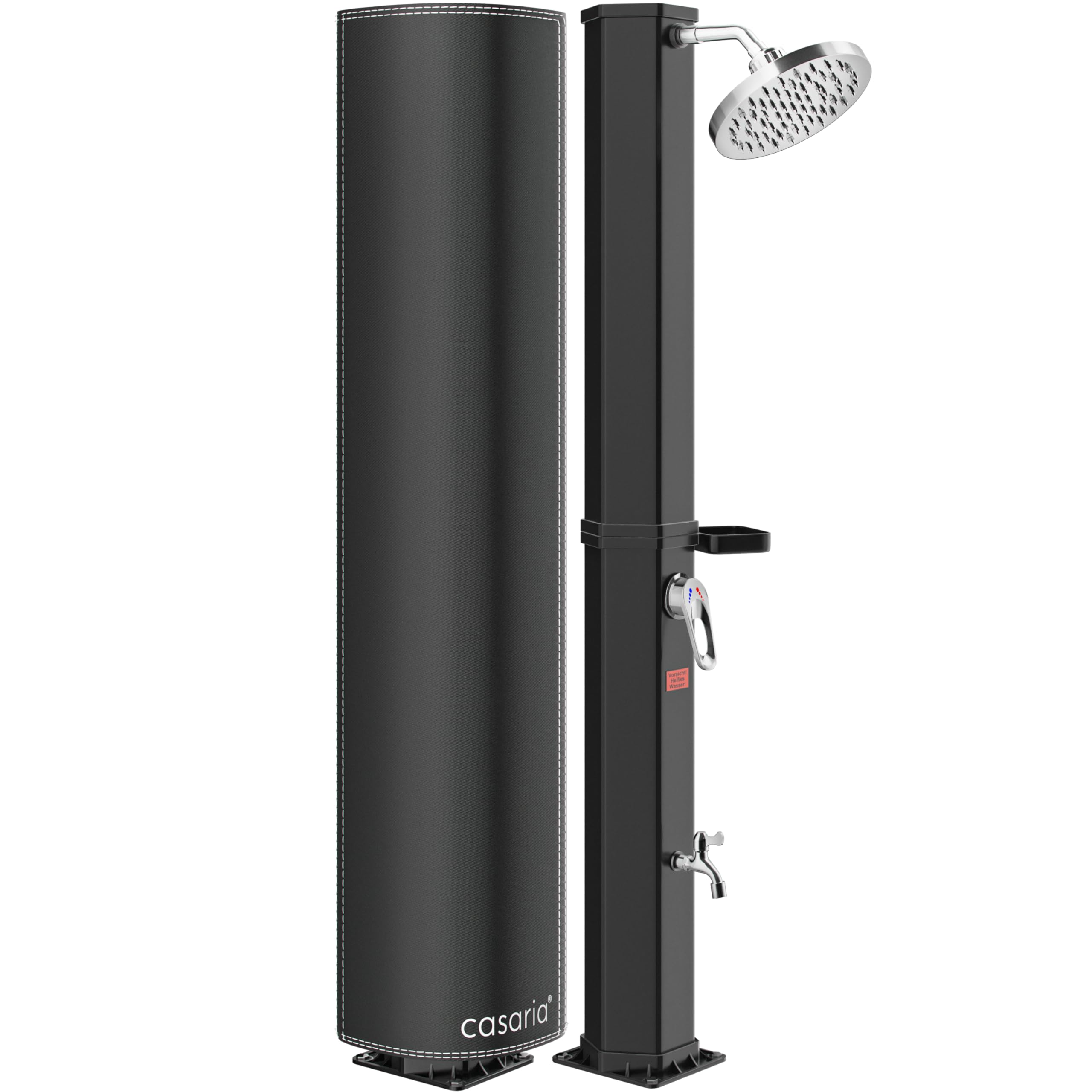 Casaria® Douche Solaire Jardin 35 L - 216 cm - Pommeau de Douche pivotant Ø15 cm - Douchette extérieur Eau Chaude - avec raccord Tuyau d'Arrosage & Housse de Protection - Piscine, Terrasse, Camping