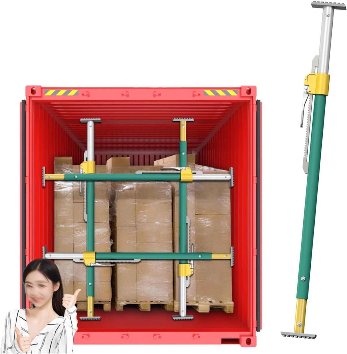 Extra Long Ratcheting Cargo Bar, 88.9" to 103.9" Adjustable Length Cargo Stabilizer Bar for Box Truck, Load Bars with Large Non-Slip Pad