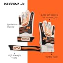 Vector X Gripflex Goalkeeper Goalie Soccer Football Gloves Kids Youth Goal Keeper Field Player Glove Embossed Anti-Slip Latex Palm Soft Pu Hand Back| White Black Orange |Use for Football| Size-9| gallery image
