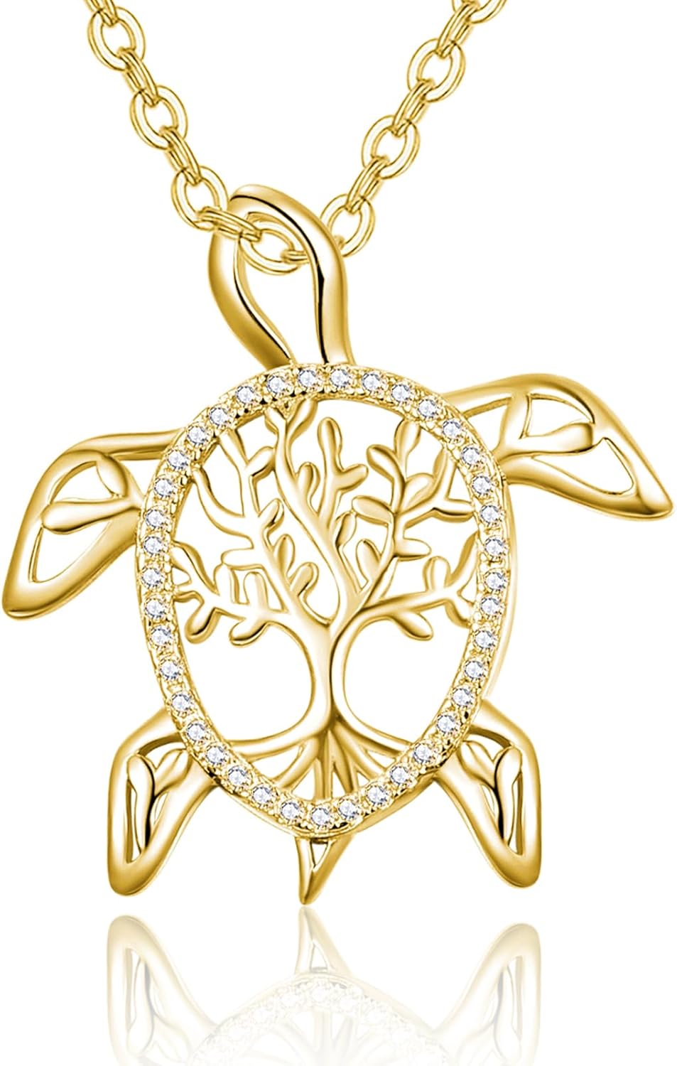 Dreamboat Turtle Necklace 925 Sterling Silver Tree of Life Sea Turtle Pendant Necklaces Tortoise Jewelry Birthday Party Gifts for Women