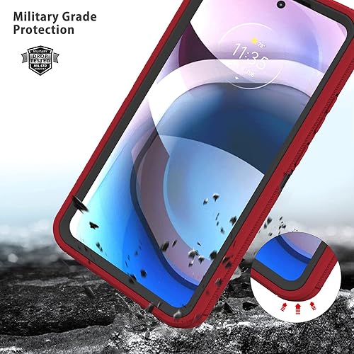 Miniatura 2 de Annymall Funda para Moto One 5G Ace con protector de pantalla, resistente de triple capa, a prueba de golpes, a prueba de caídaspolvo, híbrida,