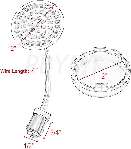 Miniatura 2 de PBYMT 1157 Luz LED de señal de giro frontal de 2 pulgadas, kit de cubierta de lente ahumada de bala compatible con Harley Davidson Dyna Softail