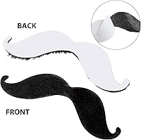 Vista 2 de HESTYA 48 piezas de bigotes falsos Mardi Gras autoadhesivas, novedosas calcomanías de barba falsas para barba, pirata francés, detective