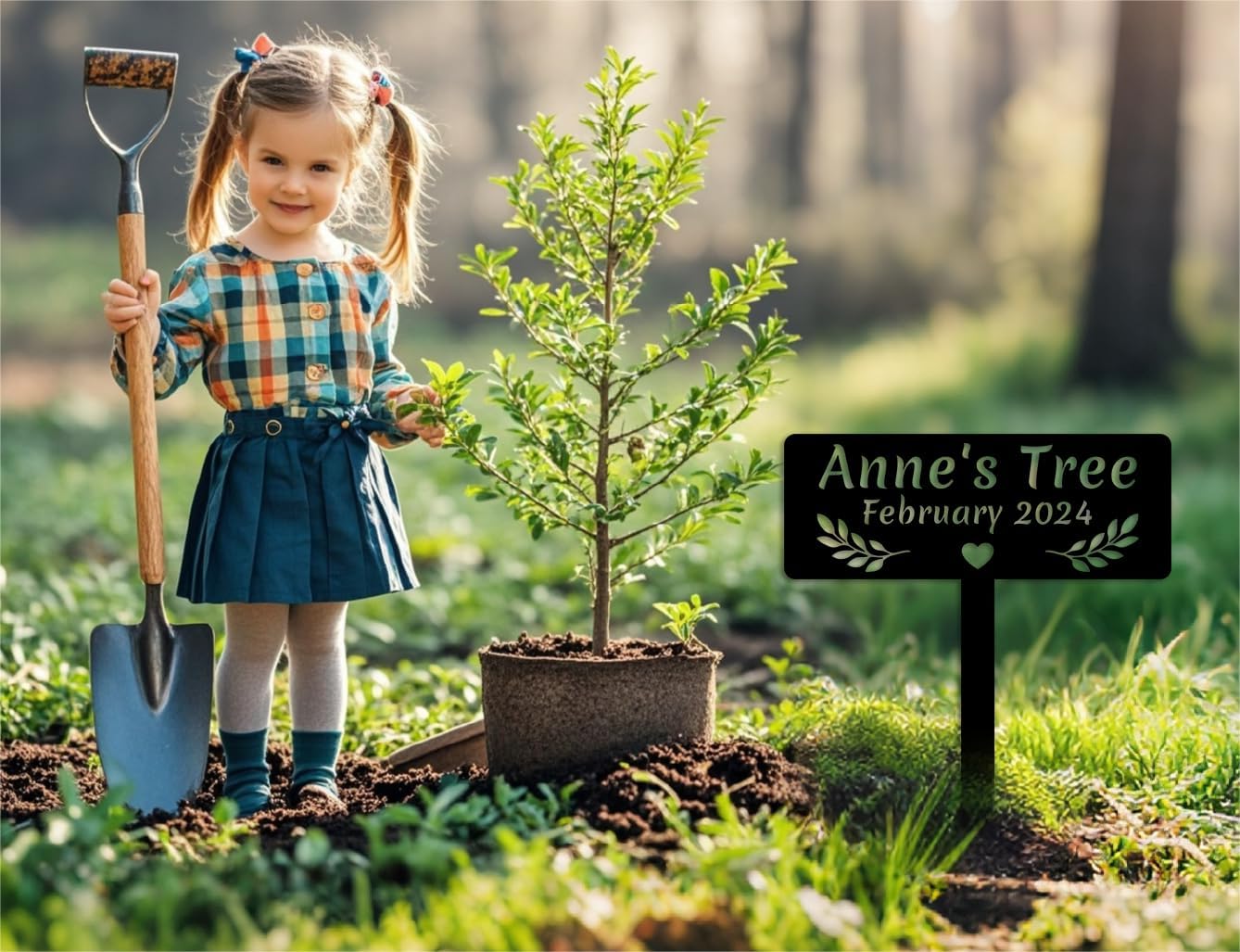 Custom Memorial Tree Sign with Stake,personalized Metal Tree Garden Marker,Tree Metal Plaque,Outdoor Decorations,Remembrance Gift 12inch