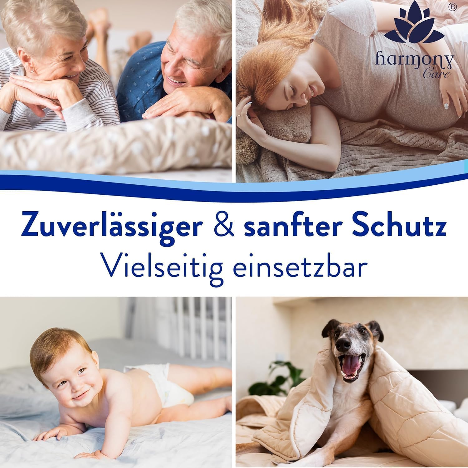 Harmony Care® Inkontinenzunterlage waschbar 90x160 cm [mit Anti-Rutsch-Noppen] - 2X rutschfeste Inkontinenzauflage - atmungsaktive Inkontinenz Bettunterlage