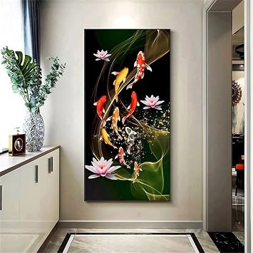 Wenpeef Koi Fish Diamond Painting Large 100x50cm Diamond Art Full Square Drill Diamond Dots Paint by Numbers Gem Crystal Arts & Crafts Supplie for Home Wall Art Painting Canvas Decor 40x20in W-5996
