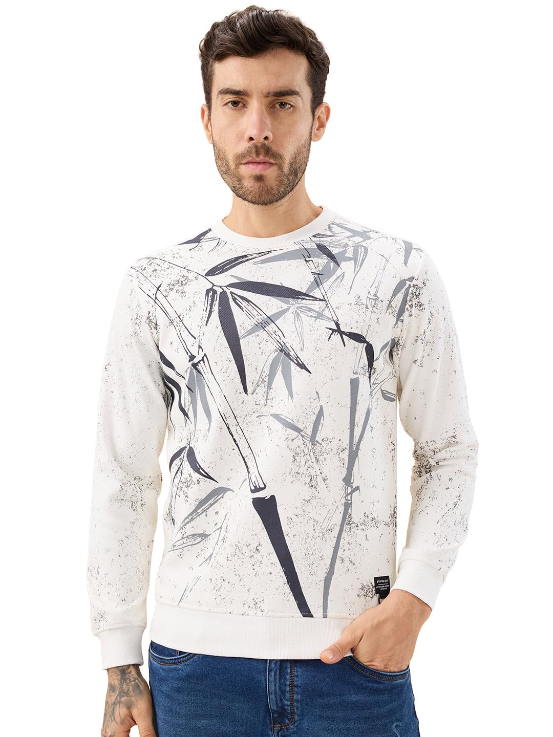 status quo Men's Abstract Tropical Print Round Neck Full Sleeve Fleece Sweatshirt-picture-11