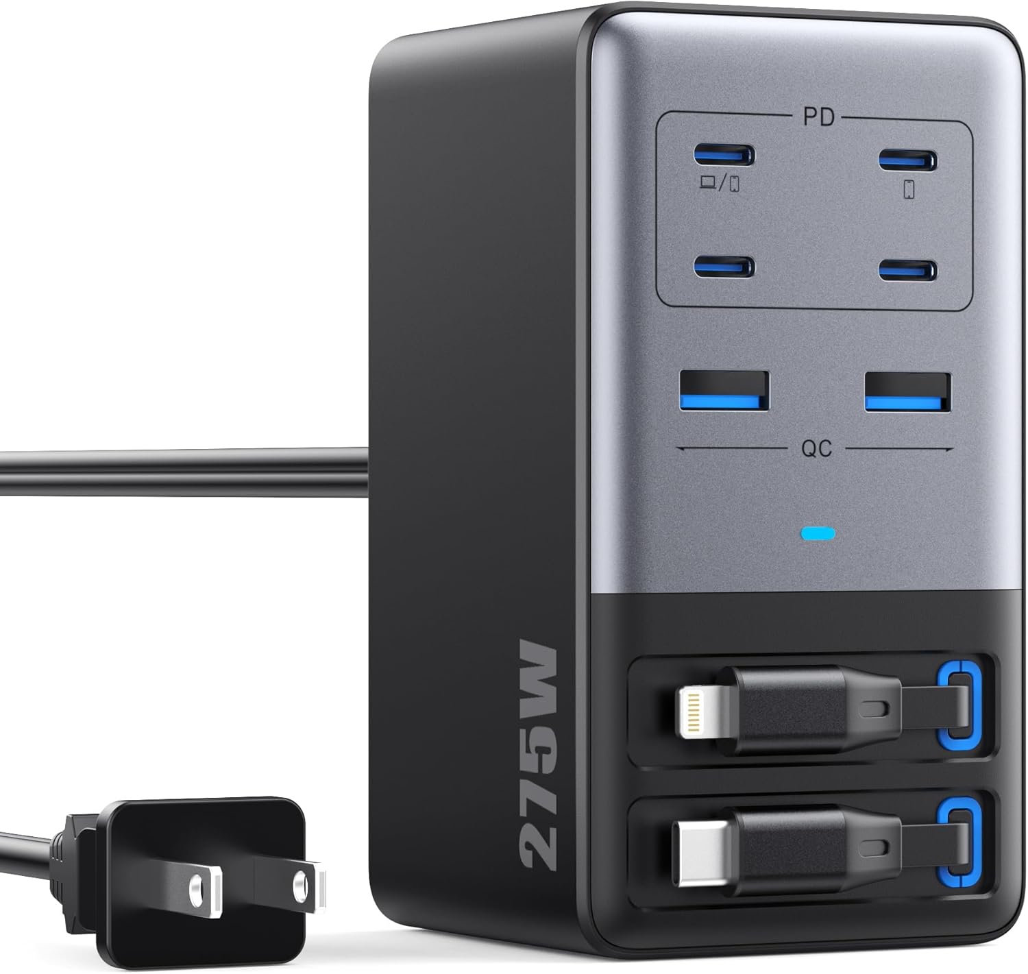 275W USB-C Charging Station with Retractable Cables & 8-in-1 Hub 275W USB-C Charging Station with Retractable Cables & 8-in-1 Hub