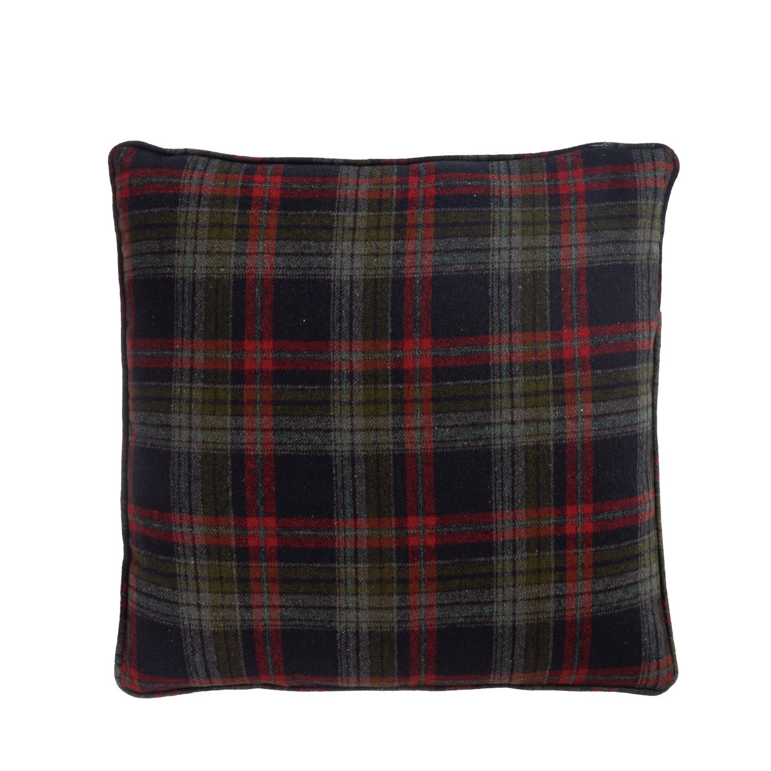 Creative Co-Op Square Fabric Flannel Pillow, Multicolor Plaid