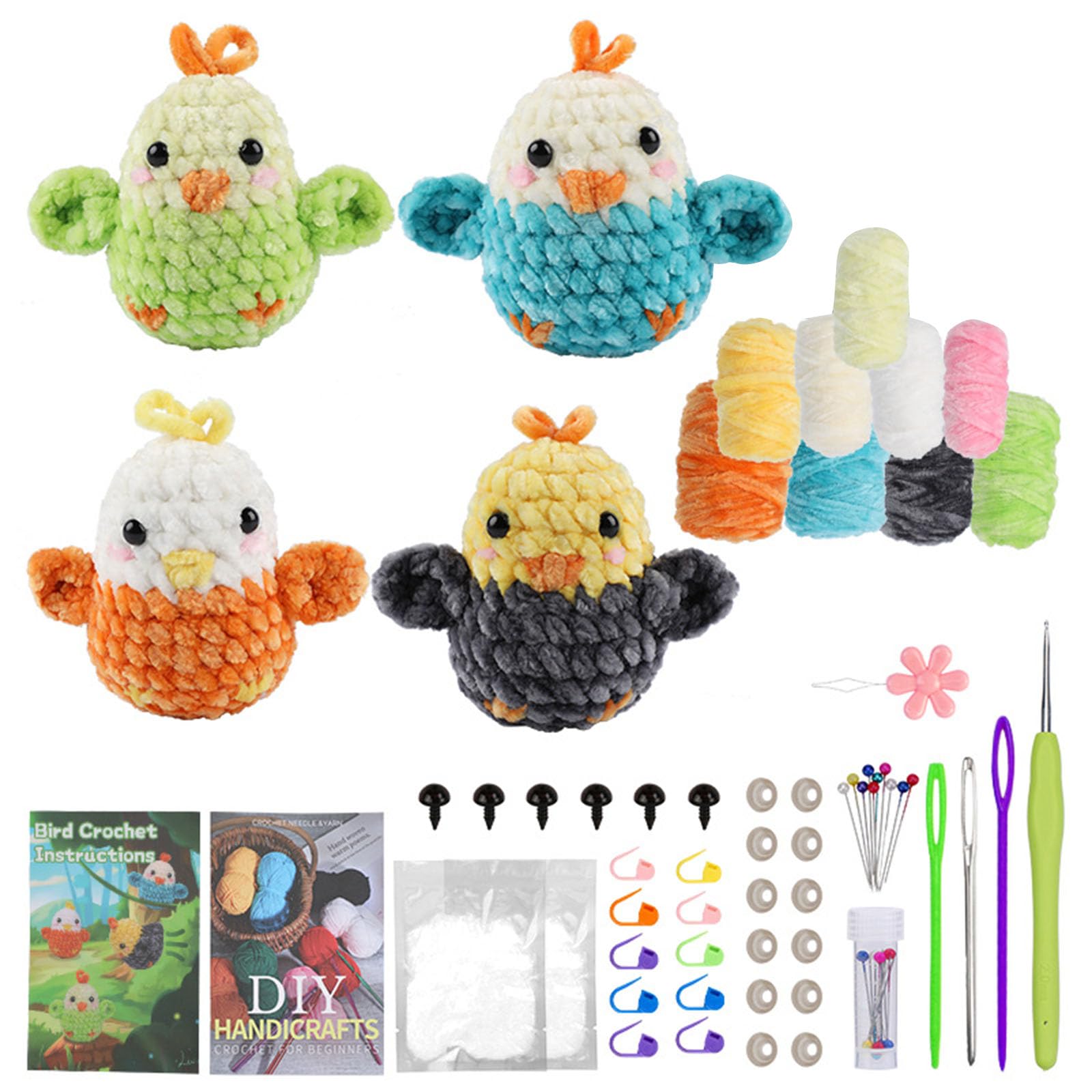 HZGFNBZ Bird Set for Beginner with Video Tutorial Instruction, Animal Crochet Sret with Crochet Hook, Yarn, Instruction Wool Thread Crocheting Set