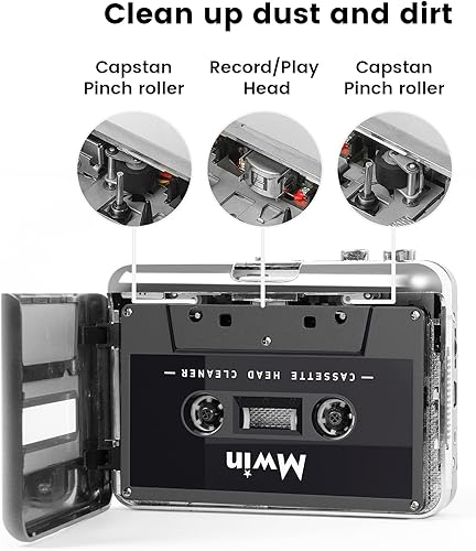 Miniatura 5 de Mwin Disco limpiador de CD para reproductor de CD y cinta limpiadora de cabeza de casete de audio con 1 cuidado de líquidos de limpieza