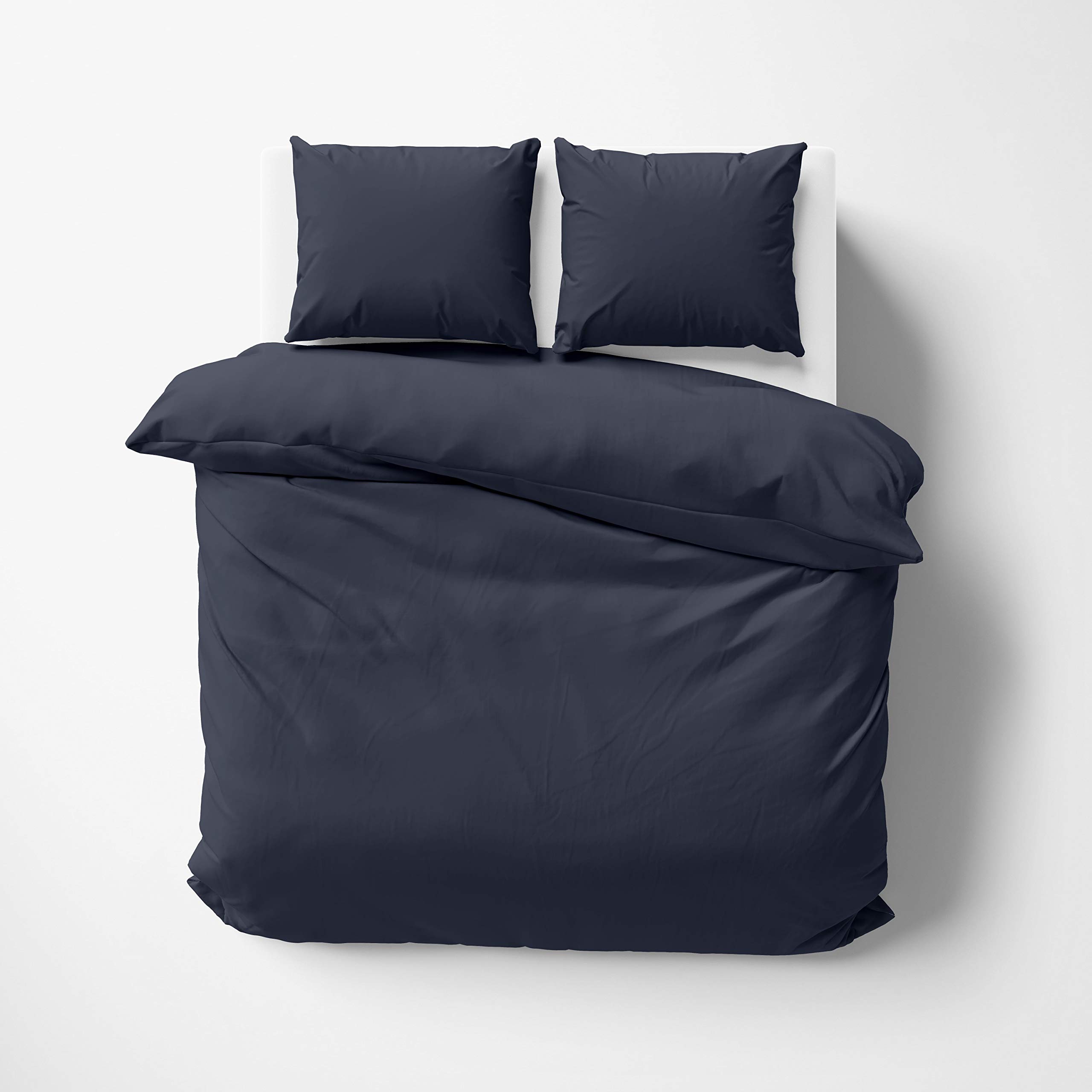 Kotton Culture Premium Duvet Cover 100% Egyptian Cotton 600 Thread Count with Zipper & Corner Ties Luxurious Hotel Collection (Queen/Full, Navy Blue)
