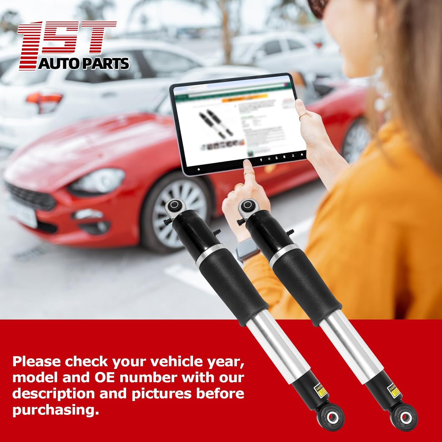 1ST 2PCS Rear Air Shock Absorber for GM, for Cadillac Escalade, for Chevy Silverado Suburban Tahoe Avalanche, for GMC Yukon Sierra 2007-2014 Replaces OE: 25979391, 19302786, 23487280