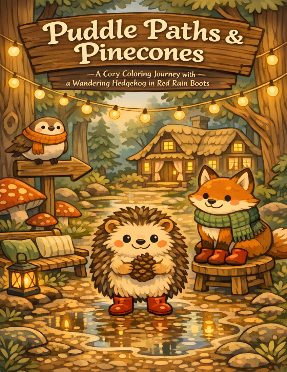 Puddle Paths & Pinecones: A Cozy Coloring Journey with a Wandering Hedgehog in Red Rain Boots (The Rainy Day Friends Collection)