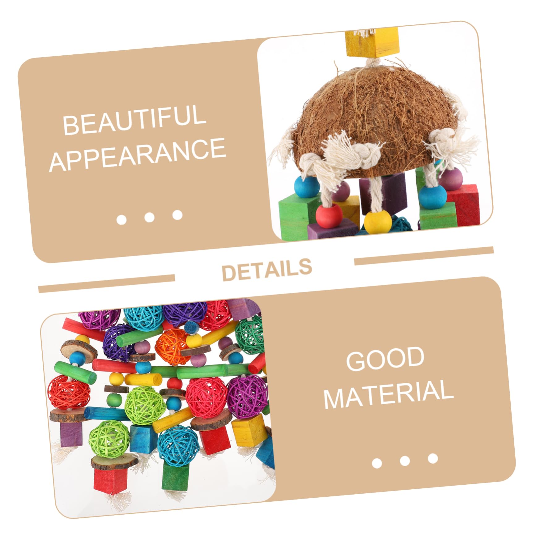 Toyvian Suspendu Naturel pour Perroquets et Petits Oiseaux Jeu à Mâcher Durable et Sûr Accessoire Exploration pour Perruches et Cockatiels